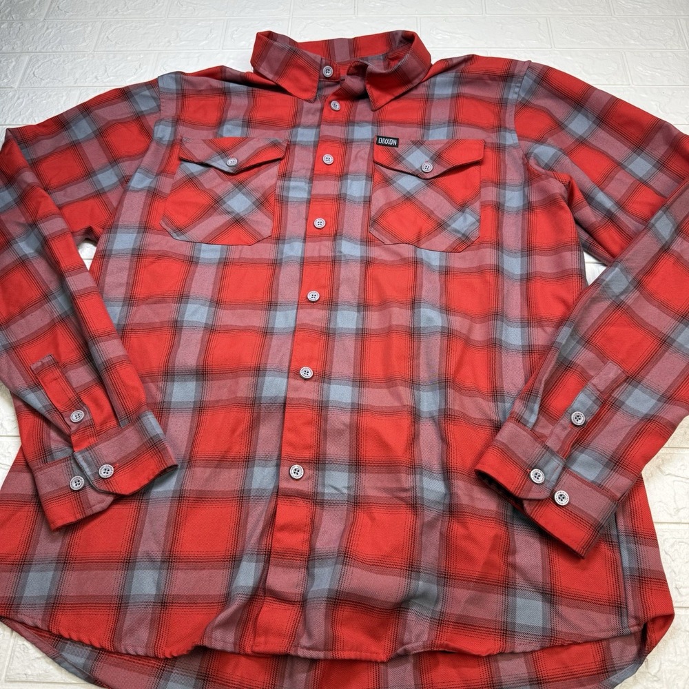 Dixxon Flannel Co Lazelle Street Red Gray Plaid D-Tech Shirt Mens 2XT 2XL